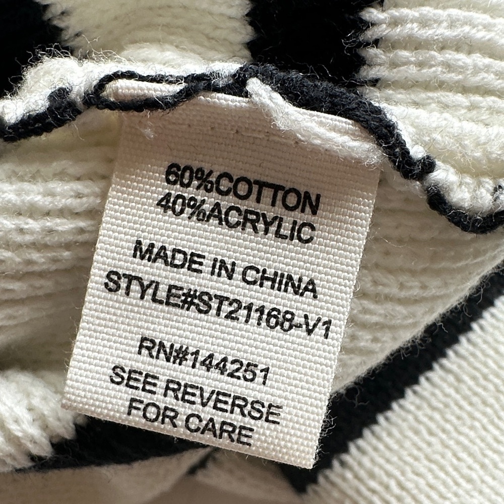 Jessica Simpson Striped Cropped Cardigan Black White Preppy Sweater XL - Picture 4 of 8